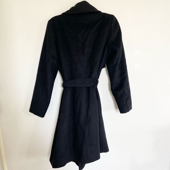 Cole Haan Wool Blend Belted Wrap Coat Black Size 12 NWT - Picture 5 of 11
